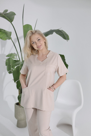 Komplet Medyczny Damski Scrubs Pro Premium Błękit/Piasek