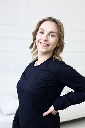 Koszulka Medyczna Damska Premium Bawełna Czarna Długi Rękaw