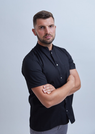 Bluza Medyczna Męska Krótki Rękaw Premium