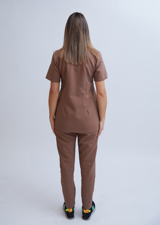Komplet Medyczny Damski Scrubs Premium Bawełna Cappuccino