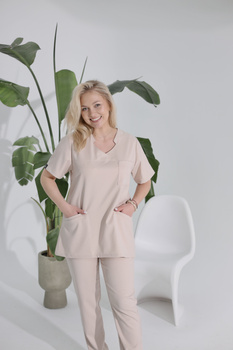 Komplet Medyczny Damski Scrubs Pro Premium Błękit/Piasek