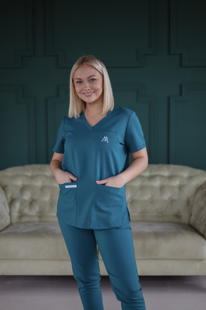 Komplet Medyczny Damski Scrubs Luxe Premuim Bawełna  Morski