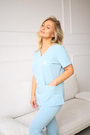 Komplet Medyczny Damski Scrubs Luxe Premium Blank Blue