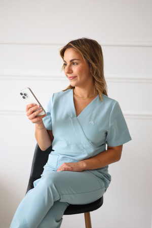 Komplet  Medyczny Damski Scrubs New Premium Blank Blue