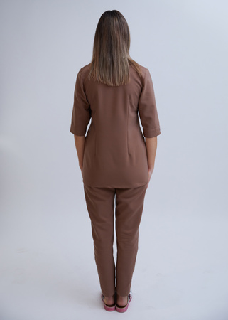 Komplet Medyczny Damski  Klasyczny Premium Bawełna  Cappuccino rękaw 3/4