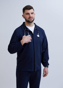 Męski Komplet Medyczny Rozpinany Długi Rękaw Bawełna