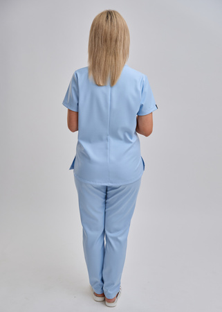 Komplet medyczny Damski Scrubs Luxe Premium Sztuczny Jedwab  Błękit Mgieł