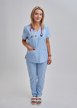 Komplet Medyczny Damski Scrubs Luxe Premium Błękit Mgieł