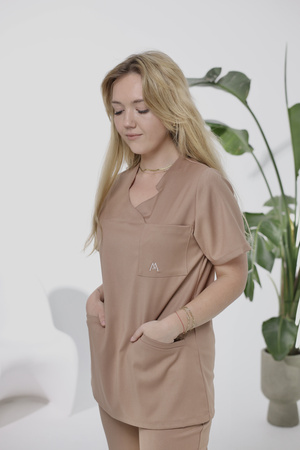 Komplet Medyczny Damski Scrubs Pro  Premium Kakao Pudrowe