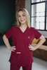 Komplet Medyczny Damski Scrubs Luxe Premium Bordowy Burgund