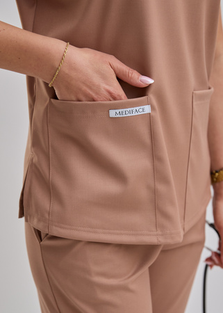 Komplet Medyczny Damski Scrubs Luxe Premium  Kakao  Pudrowe