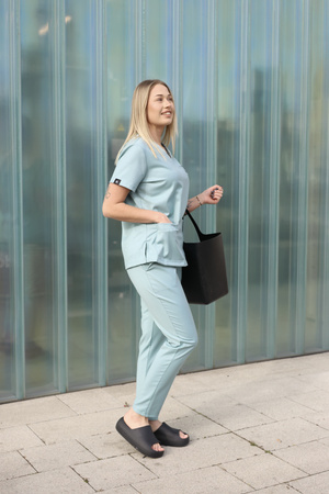 Komplet Medyczny Damski Scrubs Pro  Premium Sztuczny  Jedwab  Miętowa  Rosa
