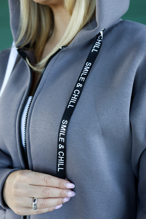 Bluza Mediface Cozy Hoodie – komfortowa bluza dresowa z kapturem rozpinana Bawełna kolor Szary Grafit