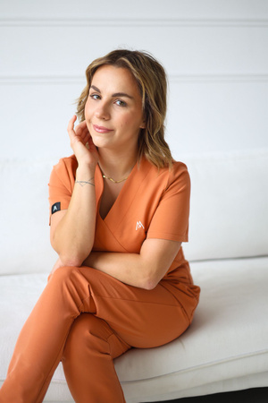 Komplet  Medyczny Damski Scrubs New Premium Blank Blue