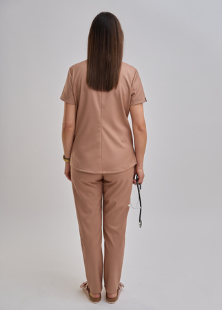 Komplet Medyczny Damski Scrubs Luxe Premium  Kakao  Pudrowe