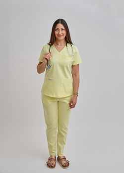 Komplet Medyczny Damski Pastelowy Scrubs Premium Bawełna XS