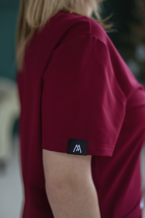 Komplet Medyczny Damski Scrubs Luxe Premium Bordowy Burgund