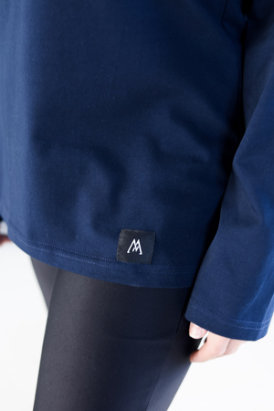 Koszulka Medyczna Damska Premium Bawełna Granat  Długi Rękaw