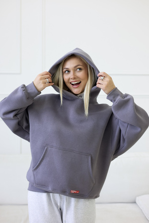 Bluza Mediface Cozy Hoodie – komfortowa bluza dresowa z kapturem Bawełna Szary Grafit