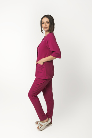 Komplet Medyczny Damski Taliowany Premium Bawełna rekaw 3/4