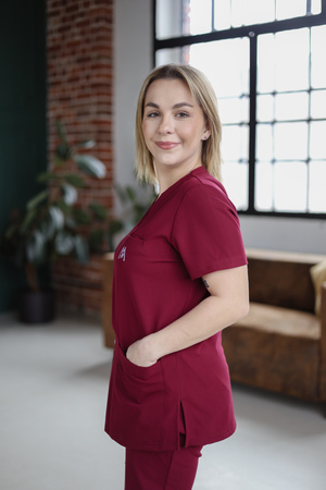 Komplet Medyczny Damski Scrubs Luxe Premium Bordowy Burgund