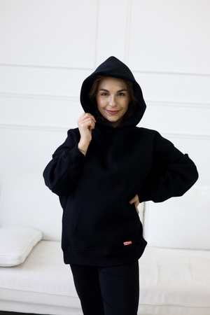 Bluza Mediface Cozy Hoodie – komfortowa bluza dresowa z kapturem    Bawełna  kolor Czarny