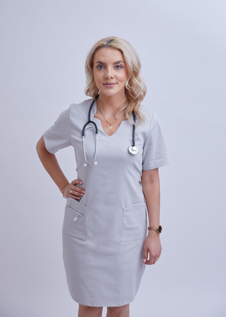 Długa Sukienka Medyczna Phenomenal Premium z Bawełny