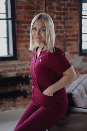 Komplet  Medyczny Damski  Scrubs New Premium Bordowy Burgund