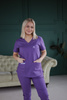 Komplet  Medyczny Damski Scrubs Luxe Premium Bawełna  Śliwkowy  Fiolet