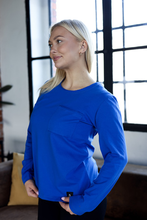 Koszulka Medyczna Damska Premium Bawełna Chabrowa  Długi Rękaw