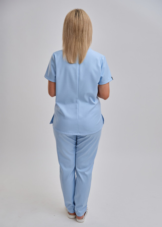 Komplet medyczny Damski Scrubs Luxe Premium Sztuczny Jedwab  Błękit Mgieł