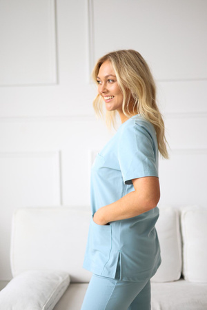 Komplet Medyczny Damski Scrubs Luxe Premium Blank Blue
