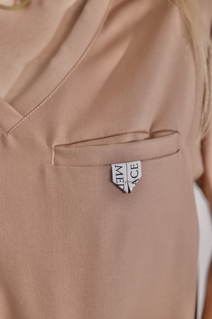 Komplet Medyczny Damski Scrubs Luxe Premium  Kakao  Pudrowe