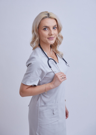 Długa Sukienka Medyczna Phenomenal Premium z Bawełny