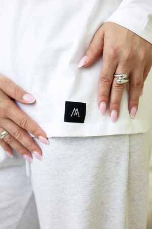 Koszulka Medyczna Damska Premium Bawełna Biała Długi Rękaw