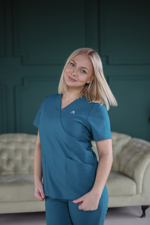 Komplet Medyczny Damski Scrubs New Premium Bawełna  Morski