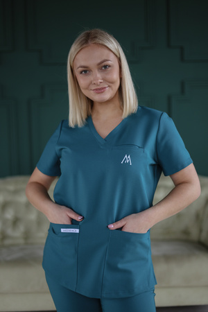 Komplet Medyczny Damski Scrubs Luxe Premuim Bawełna  Morski