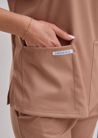 Komplet Medyczny Damski Scrubs Luxe Premium  Kakao  Pudrowe