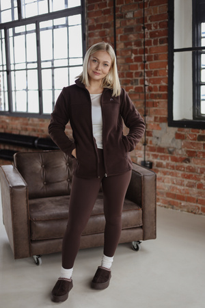 Damska bluza polarowa medyczna Premium Ciemna Czekolada