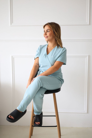 Komplet  Medyczny Damski Scrubs New Premium Blank Blue
