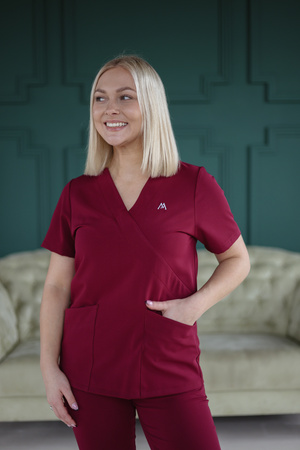 Komplet  Medyczny Damski  Scrubs New Premium Bordowy Burgund