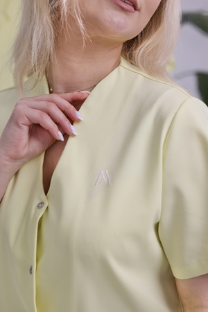 Komplet Medyczny Damski Taliowany Premium Bawełna  Cytrynowa Mgiełka