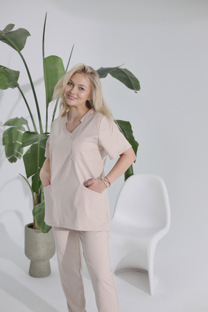 Komplet Medyczny Damski Scrubs Pro Premium Błękit/Piasek