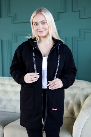 Bluza Mediface Cozy Hoodie – komfortowa bluza dresowa z kapturem rozpinana Bawełna kolor Czarny