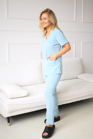 Komplet Medyczny Damski Scrubs Luxe Premium Blank Blue