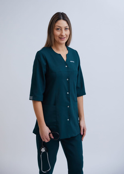 Bluza Medyczna Rękaw 3/4 Damska Rozpinana Premium Bawełna