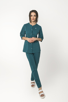 Komplet Medyczny Damski Rozpinany Premium Bawełna Morski