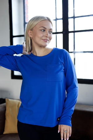 Koszulka Medyczna Damska Premium Bawełna Chabrowa  Długi Rękaw