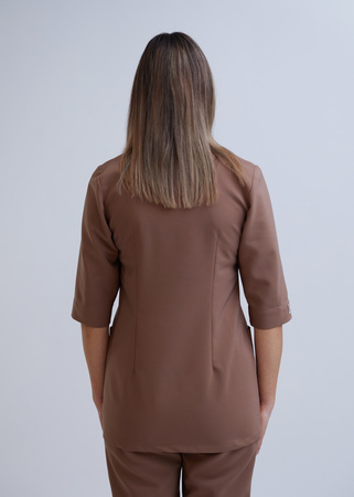 Komplet Medyczny Damski  Klasyczny Premium Bawełna  Cappuccino rękaw 3/4