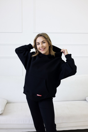 Bluza Mediface Cozy Hoodie – komfortowa bluza dresowa z kapturem    Bawełna  kolor Czarny